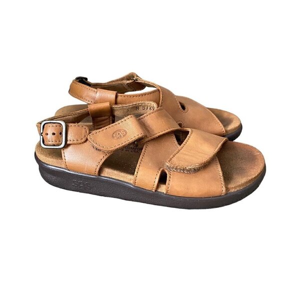 SAS Tripad Comfort Brown Leather Slingback Buckle Sandals Women’s Size US 5 M - Picture 1 of 9